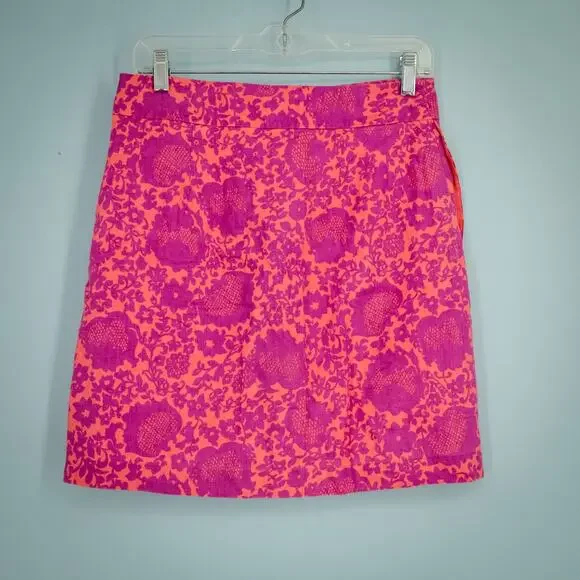 Boden Size 4 R Sarah Pink Floral Print Button Front Down A Line Linen Skirt NEW - Picture 3 of 7